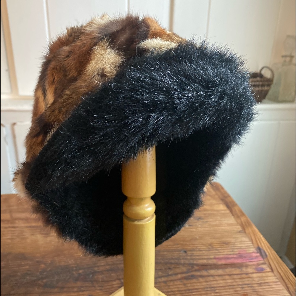 Patchwork Rabbit Fur Winter Cap - image 1